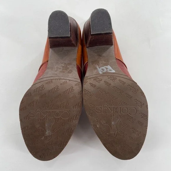 Elite by Corkys‎ Patches Multi Color Leather Patchwork Heeled Mules Size 6 - Picture 6 of 9